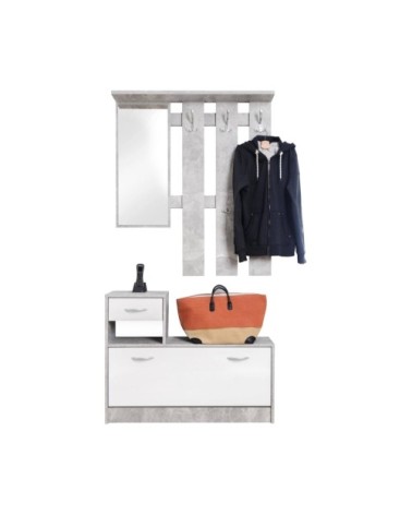 Meuble d'entrée effet bois ciment, blanc 100x25 cm