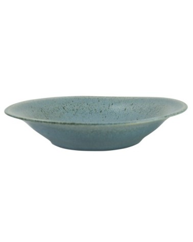 Assiette creuse en grès réactif bleu 22 cm - Lot de 6
