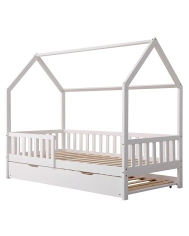 Lit cabane gigogne pour enfant 190x90cm blanc