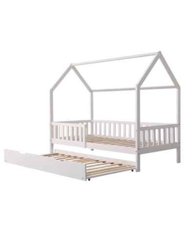 Lit cabane gigogne pour enfant 190x90cm blanc