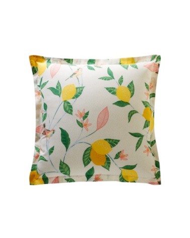 Taie d'oreiller carrée en coton jaune citron