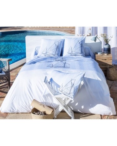 Drap-housse 140x190 en coton bleu