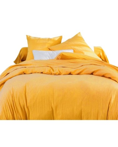 Housse de couette 200x200 en gaze de coton jaune