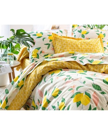 Housse de couette 200x200 en coton jaune citron