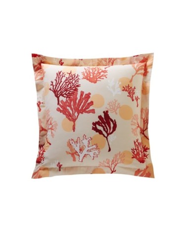 Taie d'oreiller carrée en percale de coton orange corail