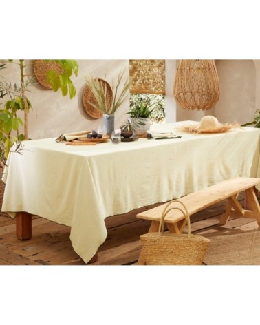 Nappe rectangulaire beige en coton lavé 160x250