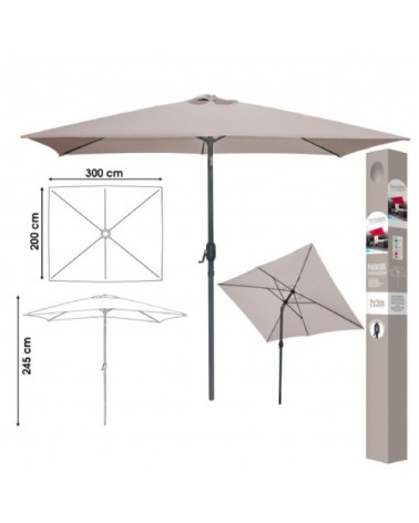 Parasol inclinable avec manivelle en aluminium et toile gris taupe