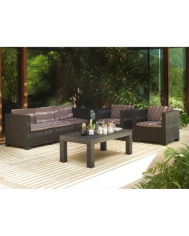 Ensemble table et chaises en résine tressée injectée 5 places Noir