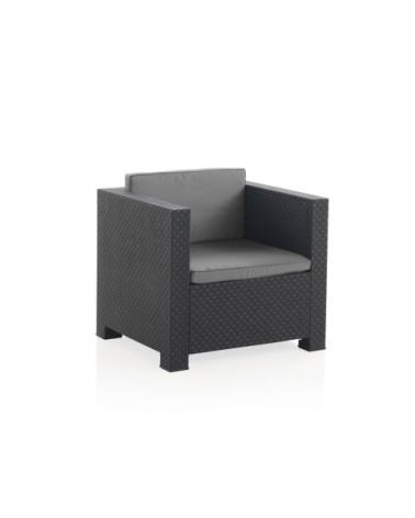 Ensemble table et chaises en résine tressée injectée 5 places Noir