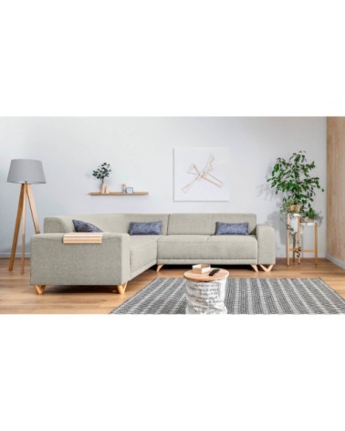 Canapé panoramique Angle gauche 6 places Tissu Beige