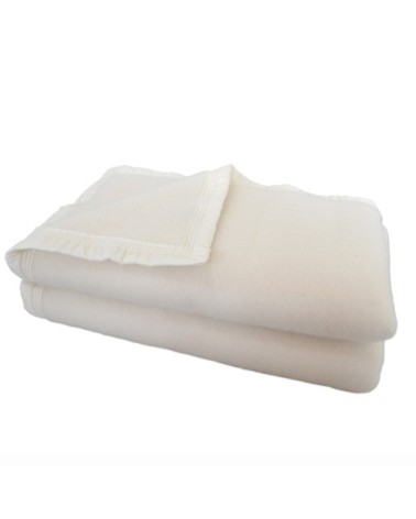 Couverture en 100% pure laine vierge 500g/m² naturel blanchi 260 x 240