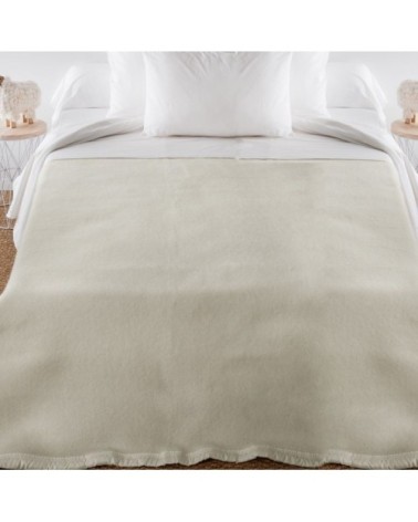 Couverture en 100% pure laine vierge 500g/m² naturel blanchi 260 x 240