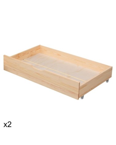 Lot de 2 tiroirs de rangement sous lit 190x90cm bois
