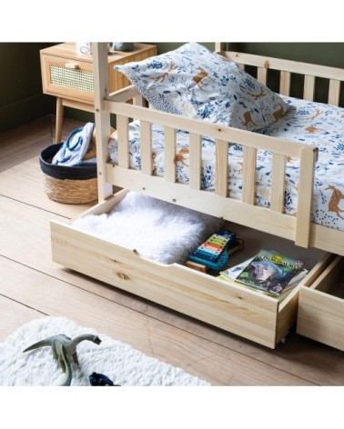 Lot de 2 tiroirs de rangement sous lit 190x90cm bois