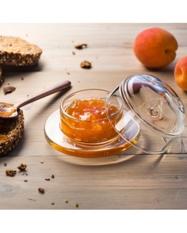 Beurrier rond en verre avec cloche