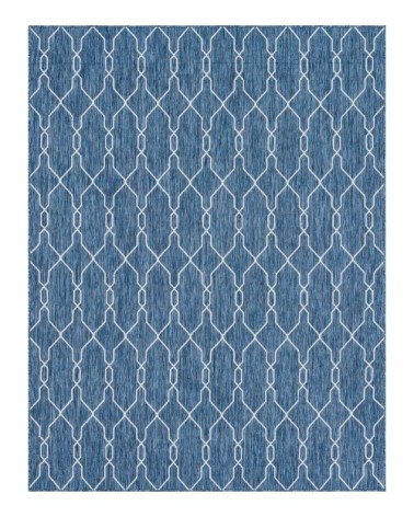 Tapis intérieur/extérieur bleu motifs scandinave 67x180