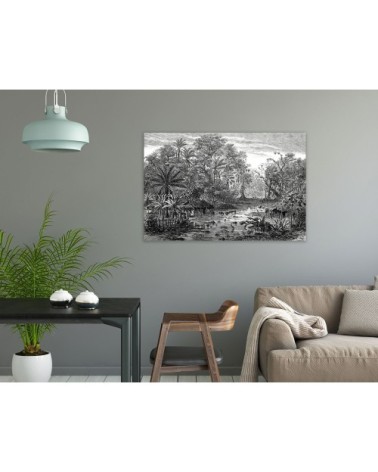 Tableau gravure forêt de mangroves toile imprimée 120x80cm