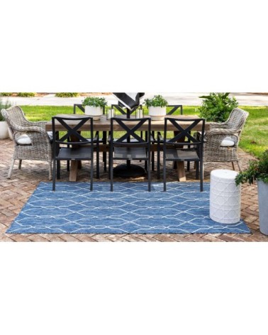 Tapis intérieur/extérieur bleu motifs scandinave 67x180