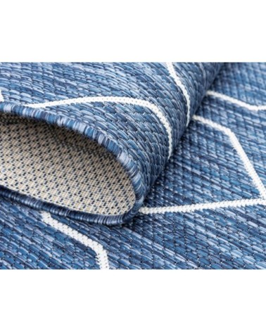 Tapis intérieur/extérieur bleu motifs scandinave 67x180