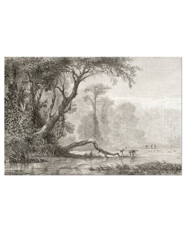 Tableau alu dibond gravure les bords du fleuve 100x60cm