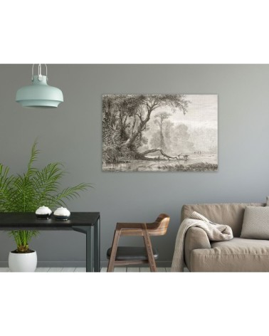 Tableau alu dibond gravure les bords du fleuve 100x60cm
