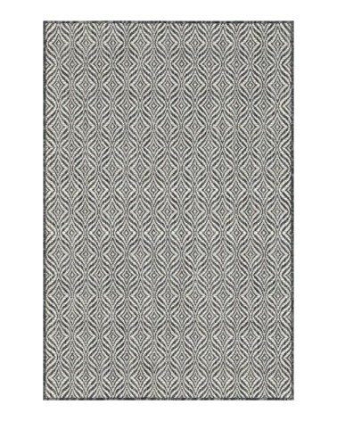 Tapis d'extérieur noir à motif blanc - 160x230