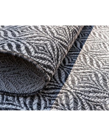 Tapis d'extérieur noir à motif blanc - 160x230