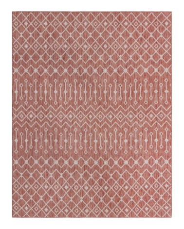 Tapis intérieur/extérieur rouge à motif blanc 120x160