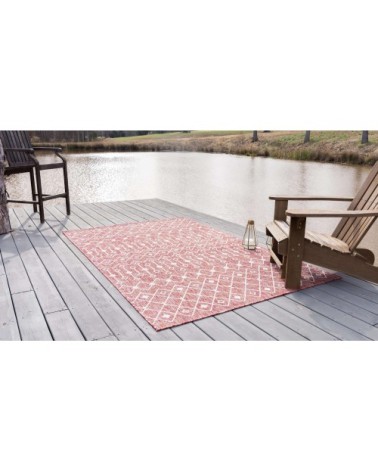 Tapis intérieur/extérieur rouge à motif blanc 120x160