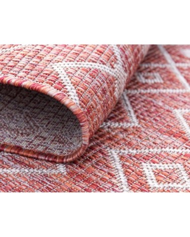 Tapis intérieur/extérieur rouge à motif blanc 120x160