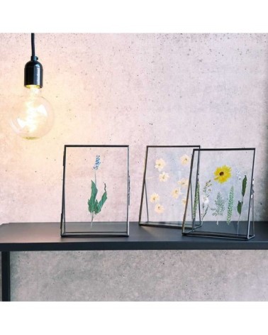 Cadre en métal noir à poser double plaque de verre 13x18cm