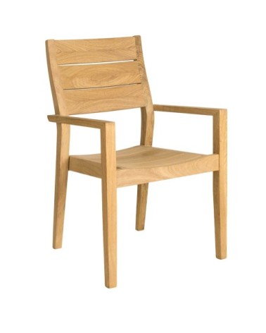 Fauteuil repas empilable dossier haut en bois jaune