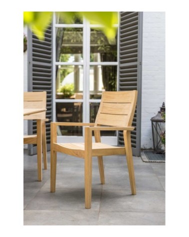 Fauteuil repas empilable dossier haut en bois jaune