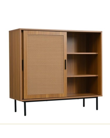Meuble de Rangement en Bois avec Porte en Canage