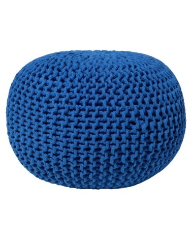 Pouf en coton bleu 50 x 35 cm