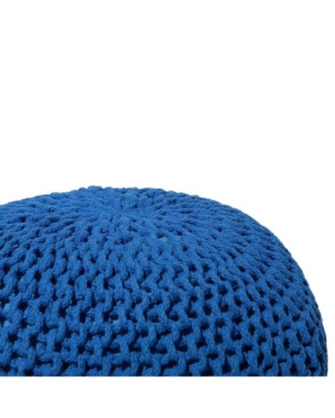 Pouf en coton bleu 50 x 35 cm