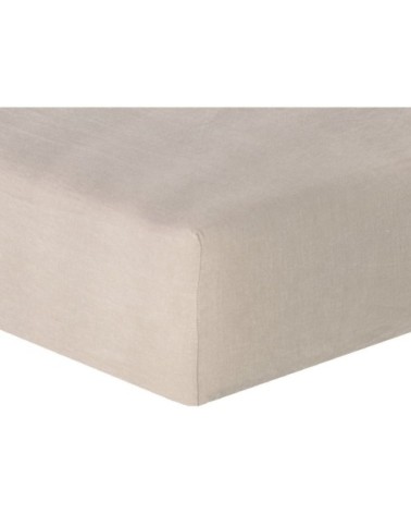Drap housse lin lavé rose poudré 160x200x30