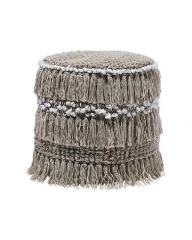 Pouf en coton beige 43 x 44 cm