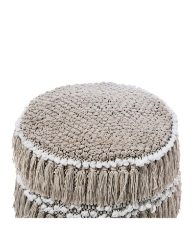 Pouf en coton beige 43 x 44 cm