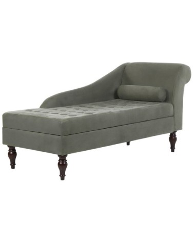 Chaise longue en tissu gris foncé avec rangement