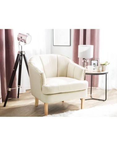 Fauteuil en tissu tapissé beige