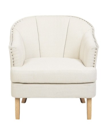 Fauteuil en tissu tapissé beige