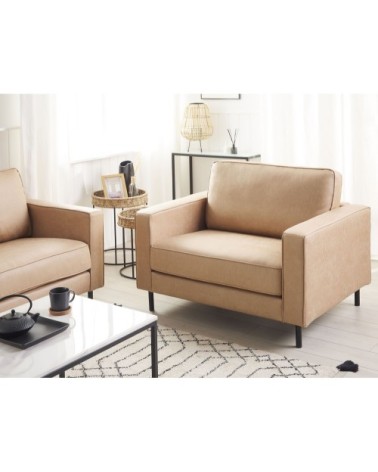 Fauteuil en cuir PU beige