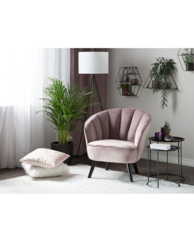 Fauteuil en velours rose