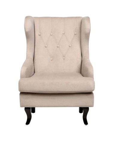 Fauteuil en velours beige