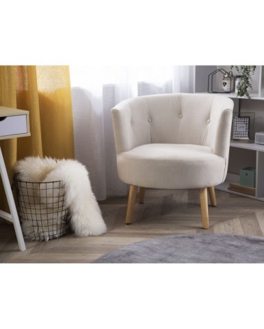 Fauteuil club en tissu blanc cassé