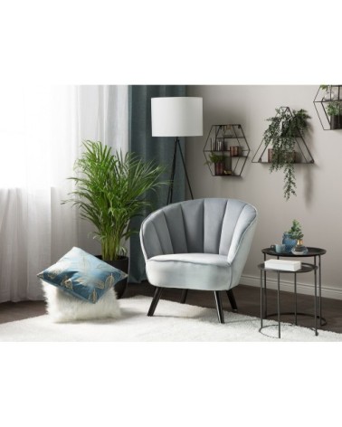 Fauteuil en velours gris clair