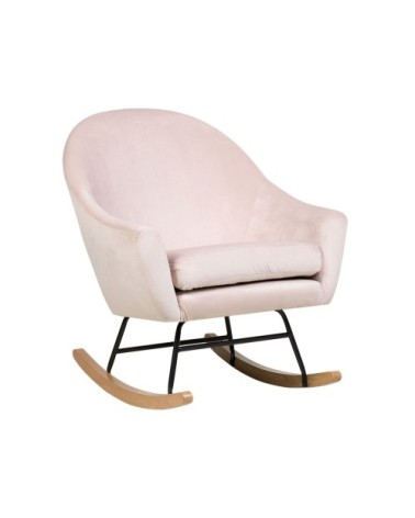 Fauteuil à bascule en velours rose