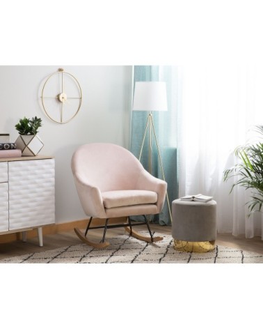 Fauteuil à bascule en velours rose