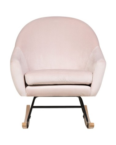 Fauteuil à bascule en velours rose